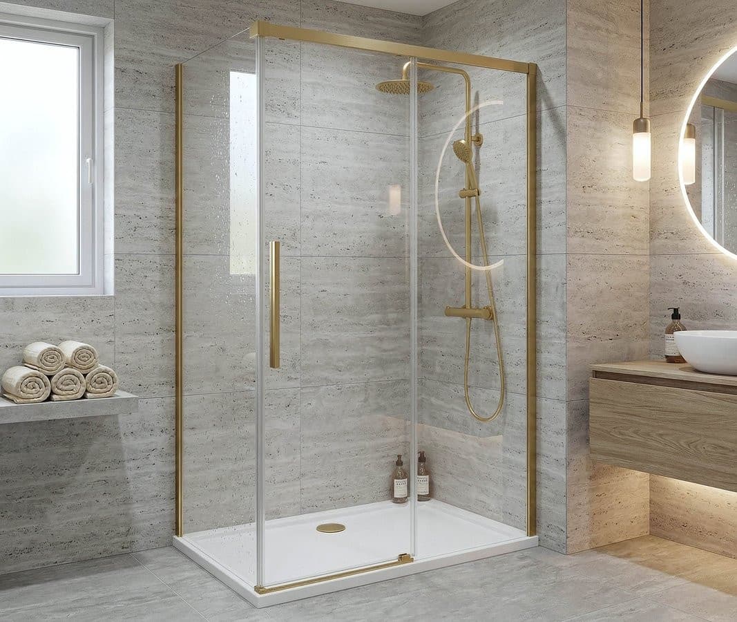 LUXOR GOLD MATT kabina prysznicowa prostokątna 1400x800mm wariant L/P