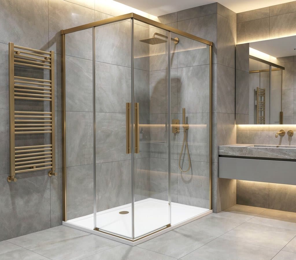 LUXOR GOLD MATT kabina prysznicowa prostokątna 1000x800mm wariant L/P, wejście z rogu
