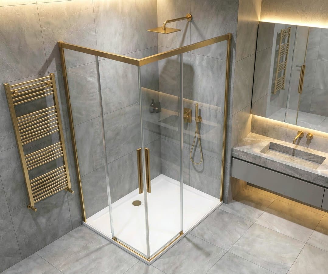 LUXOR GOLD MATT kabina prysznicowa prostokątna 1000x900mm wariant L/P, wejście z rogu