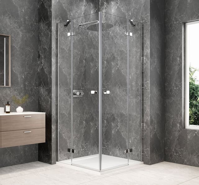 GLOBE CHROME kwadratowa kabina prysznicowa 900x900mm, wejście z rogu, szkło czyste