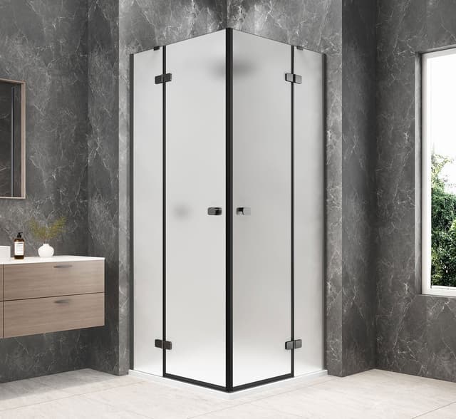 GLOBE GUN METAL kwadratowa kabina prysznicowa 1000x1000mm, wejście z rogu, szkło matowe