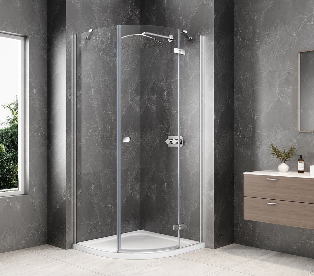GLOBE CHROME kabina prysznicowa półokrągła 900x900mm, szkło czyste, prawe