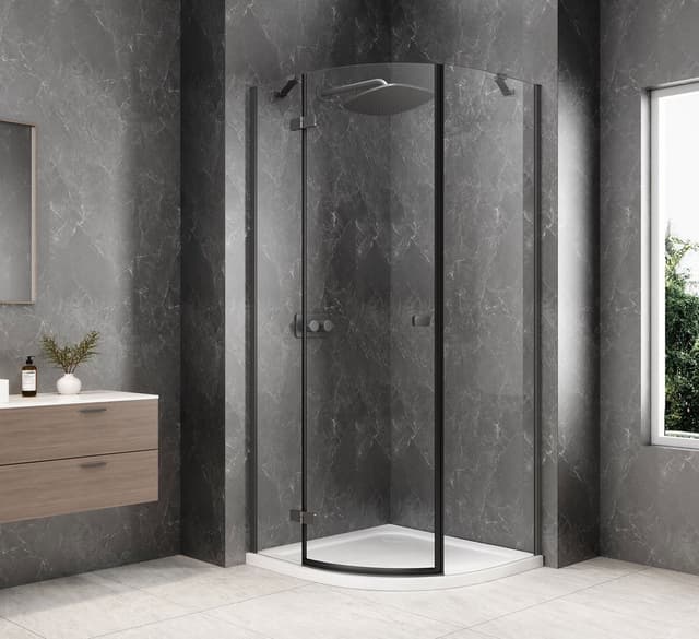 GLOBE GUN METAL kabina prysznicowa półokrągła 900x900mm, szkło czyste, lewe
