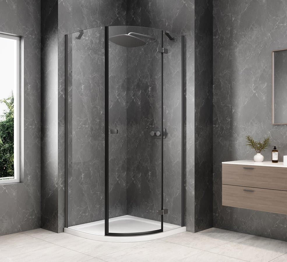GLOBE GUN METAL kabina prysznicowa półokrągła 1000x1000mm, szkło czyste, prawe
