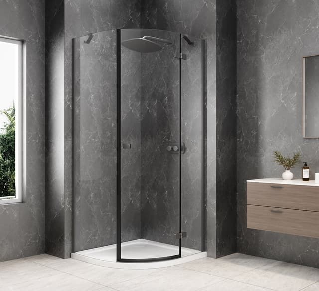 GLOBE GUN METAL kabina prysznicowa półokrągła 1000x1000mm, szkło czyste, prawe