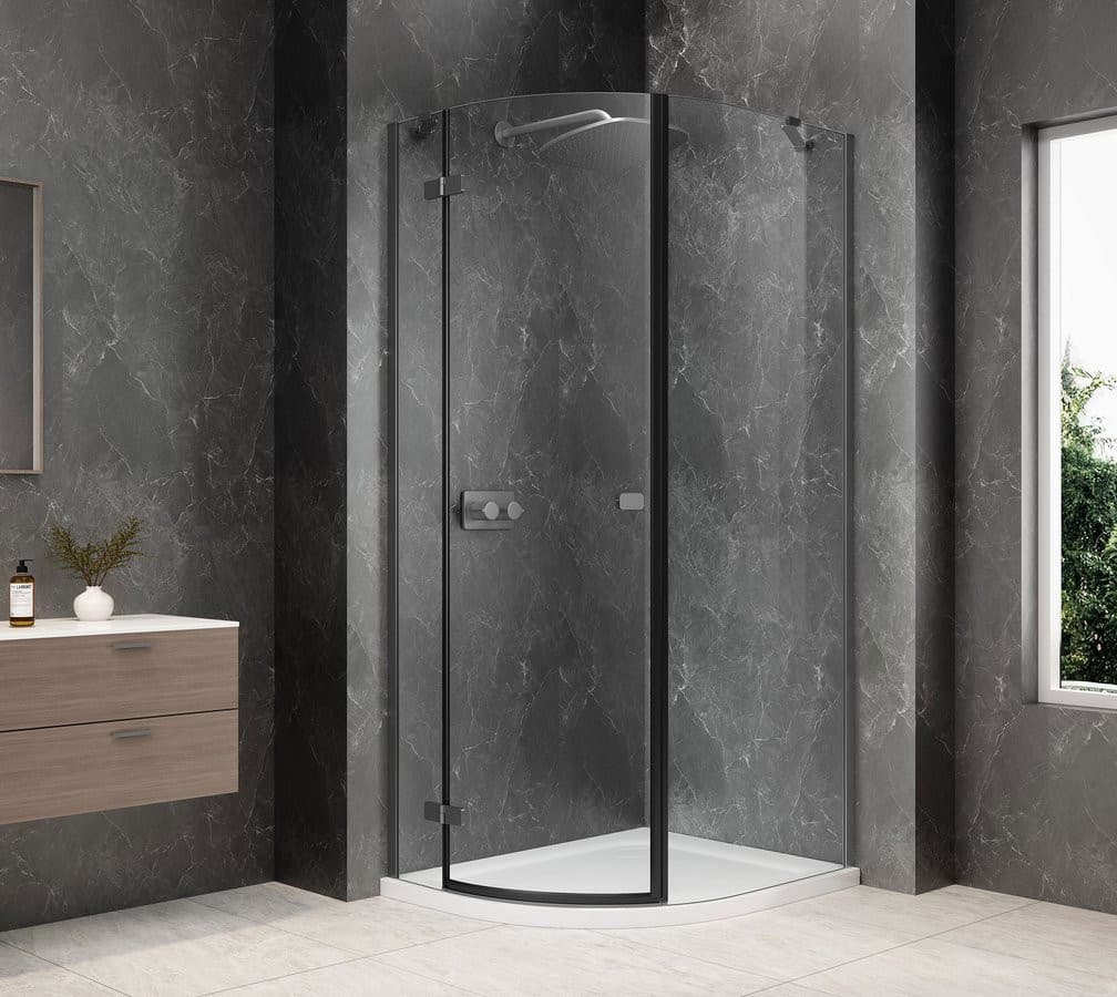GLOBE GUN METAL kabina prysznicowa półokrągła 800x900mm, szkło czyste, lewe