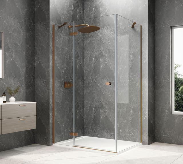 GLOBE COPPER MATT prostokątna kabina prysznicowa 900x1000mm, szkło czyste, lewe