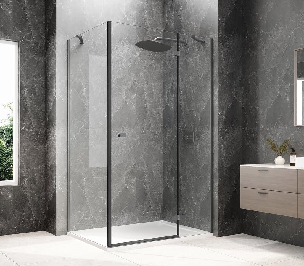 GLOBE GUN METAL prostokątna kabina prysznicowa 1100x1000mm, szkło czyste, prawe