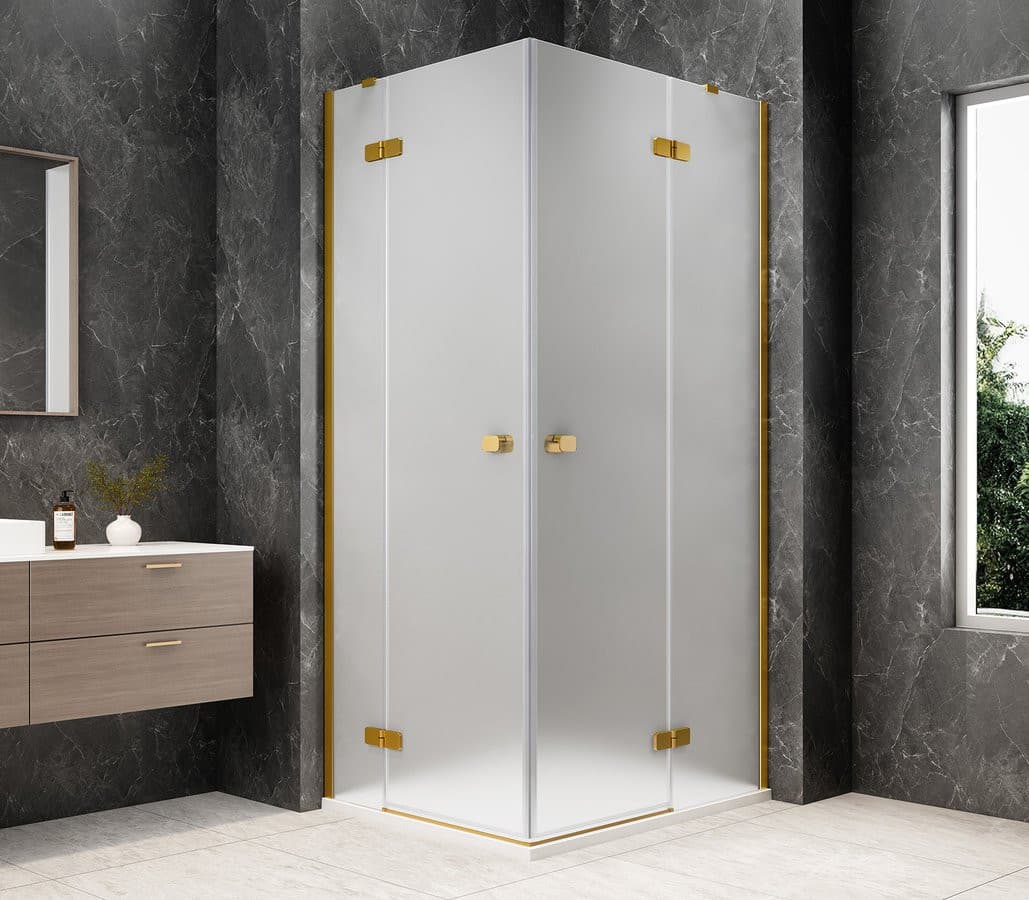 GLOBE GOLD MATT prostokątna kabina prysznicowa 1100x900mm, wejście z rogu, szkło matowe