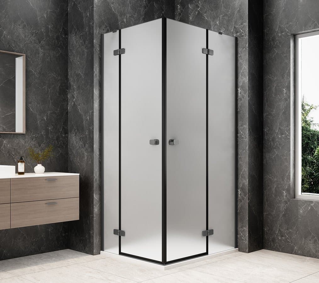 GLOBE GUN METAL prostokątna kabina prysznicowa 1200x1100mm, wejście z rogu, szkło matowe