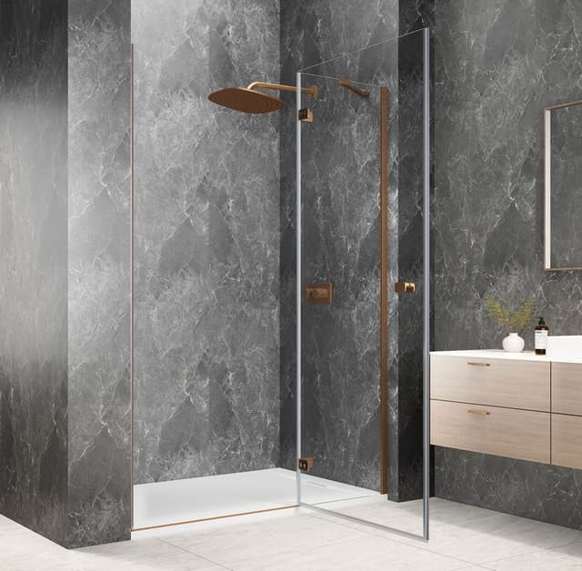 GLOBE COPPER MATT drzwi prysznicowe do wnęki 1100mm, szkło czyste, prawe