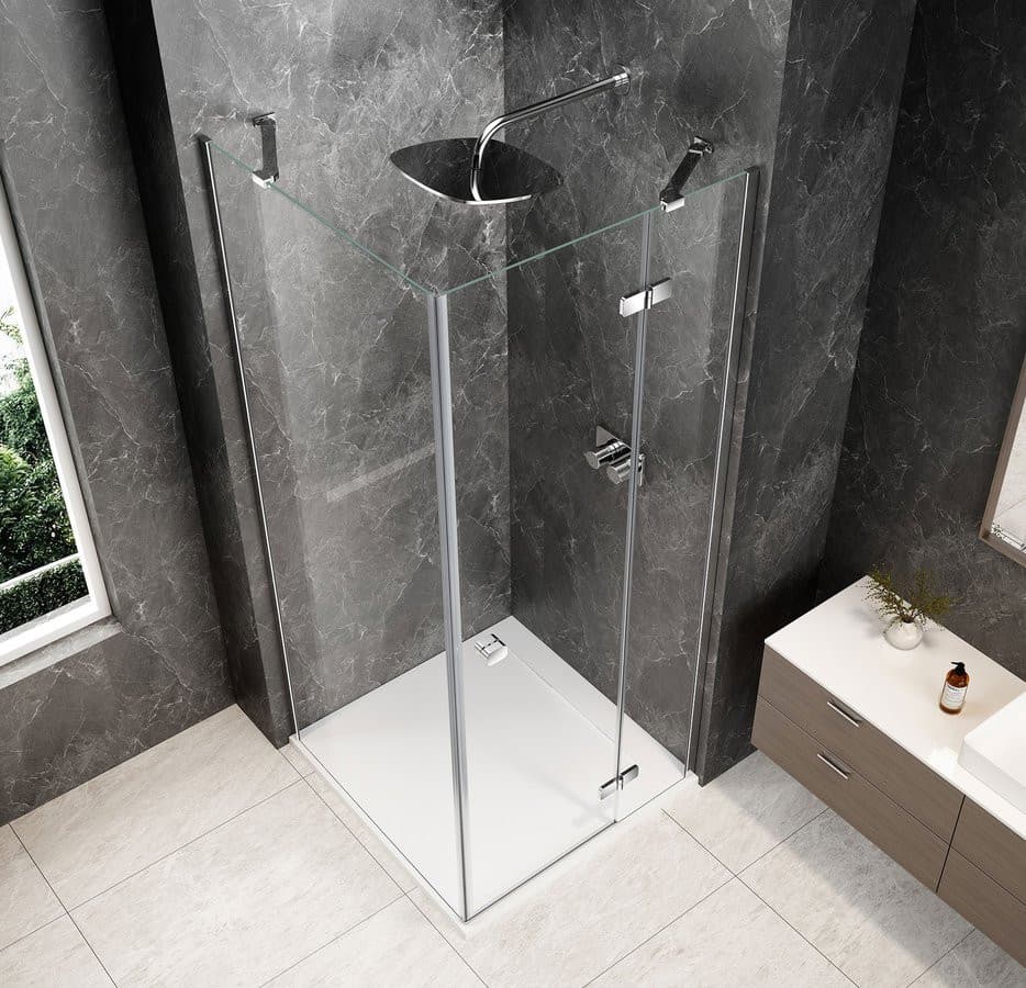 GLOBE CHROME kwadratowa kabina prysznicowa 800x800mm, szkło czyste, prawe