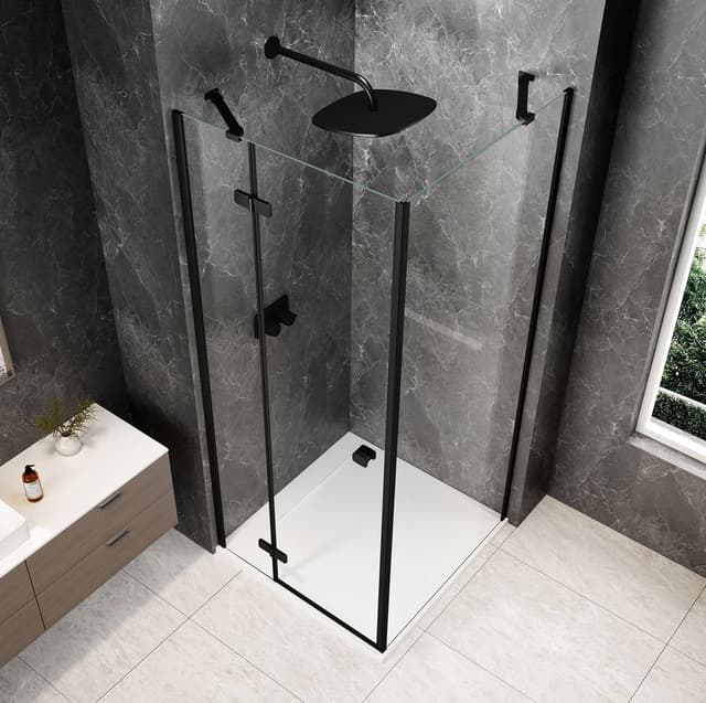 GLOBE BLACK kwadratowa kabina prysznicowa 1000x1000mm, szkło czyste, lewe