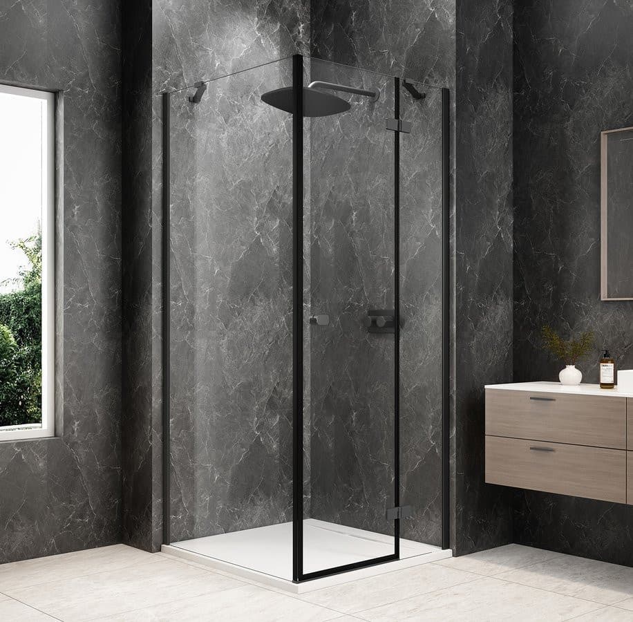 GLOBE GUN METAL kwadratowa kabina prysznicowa 1000x1000mm, szkło czyste, prawe