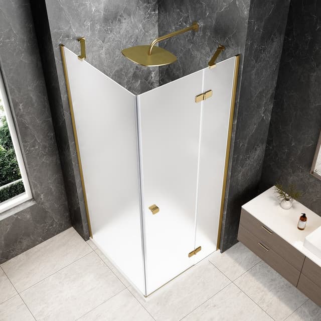 GLOBE GOLD MATT kwadratowa kabina prysznicowa 800x800mm, szkło matowe, prawe
