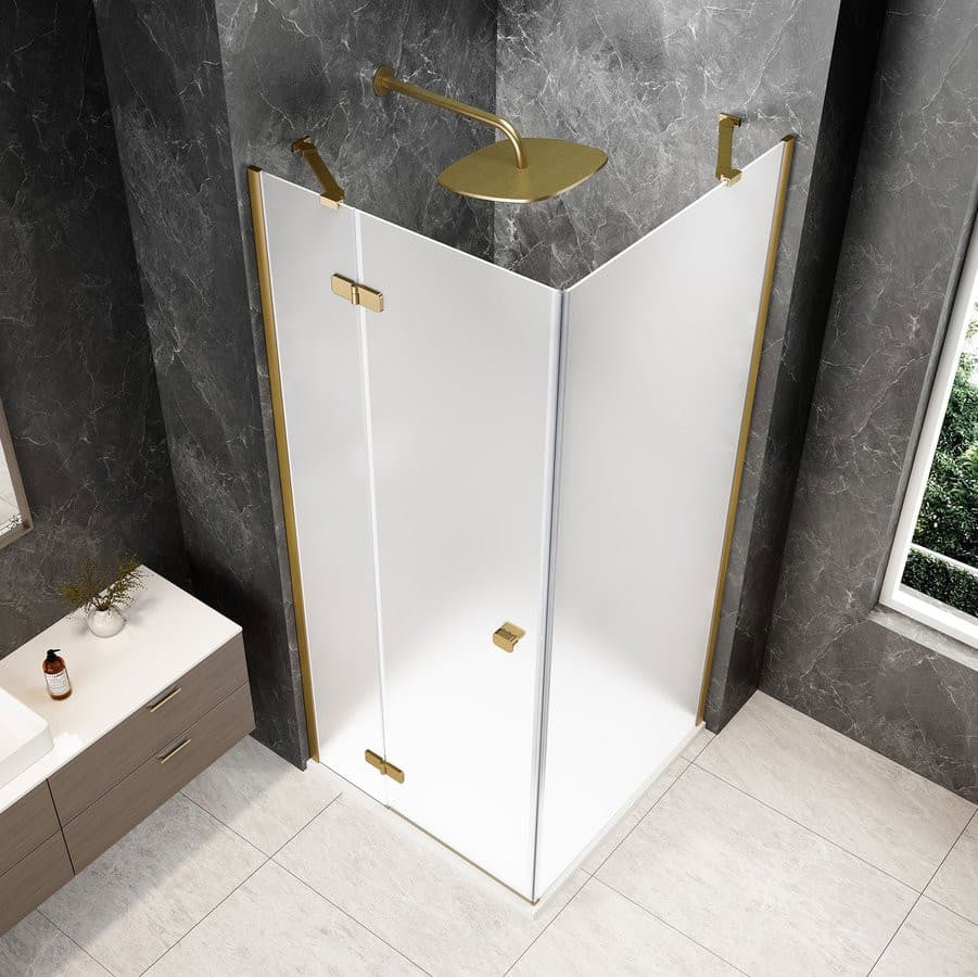 GLOBE GOLD MATT kwadratowa kabina prysznicowa 1000x1000mm, szkło matowe, lewe