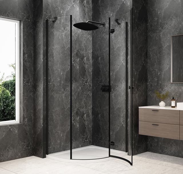 GLOBE BLACK kabina prysznicowa półokrągła 1000x800mm, szkło czyste, prawe