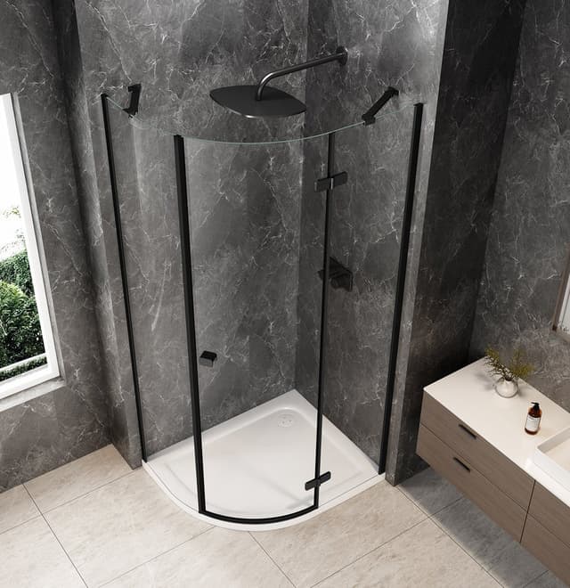 GLOBE BLACK kabina prysznicowa półokrągła 1000x800mm, szkło czyste, prawe