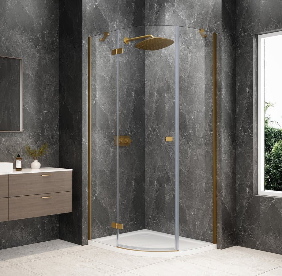 GLOBE GOLD MATT kabina prysznicowa półokrągła 1000x800mm, szkło czyste, lewe