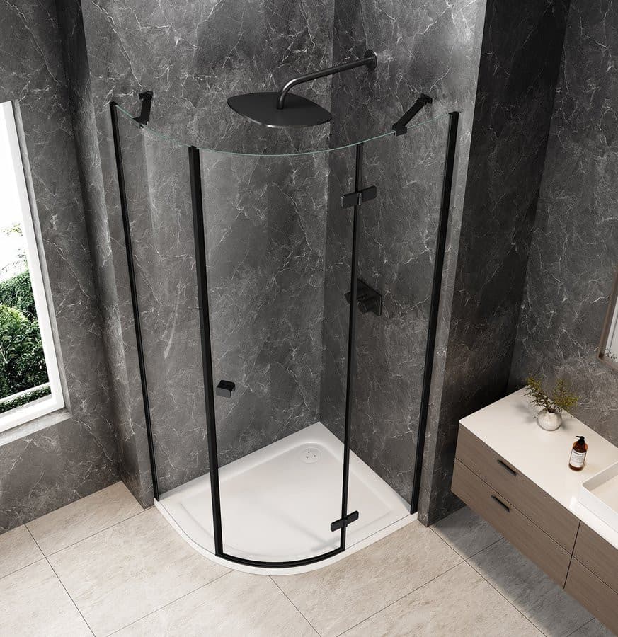 GLOBE BLACK kabina prysznicowa półokrągła 1000x900mm, szkło czyste, prawe
