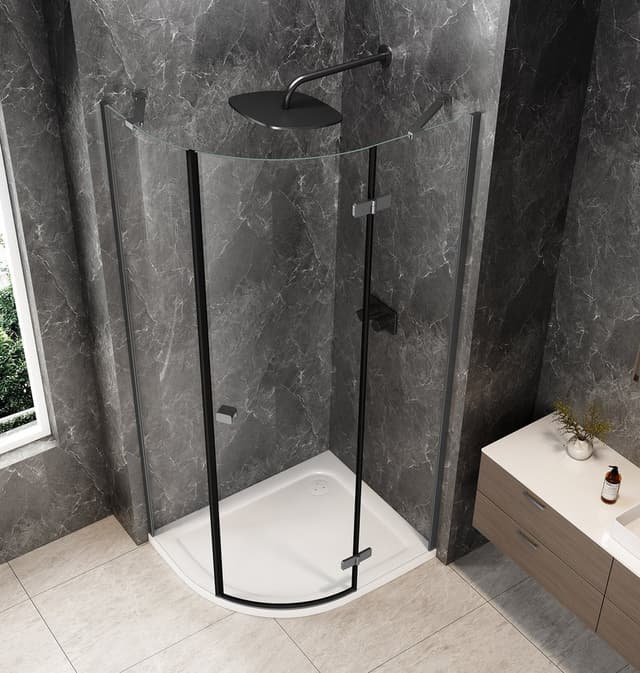 GLOBE GUN METAL kabina prysznicowa półokrągła 1000x900mm, szkło czyste, prawe