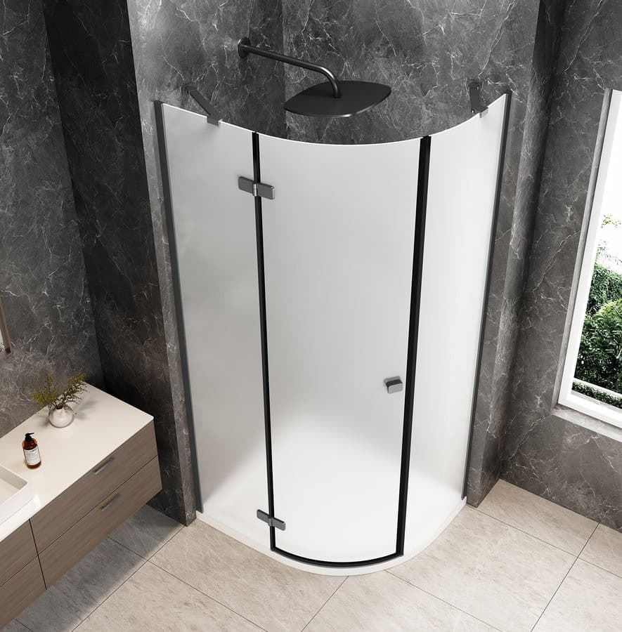 GLOBE GUN METAL kabina prysznicowa półokrągła 1000x900mm, szkło matowe, lewe