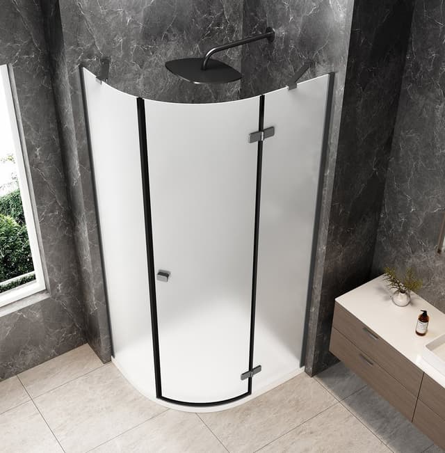 GLOBE GUN METAL kabina prysznicowa półokrągła 1000x900mm, szkło matowe, prawe