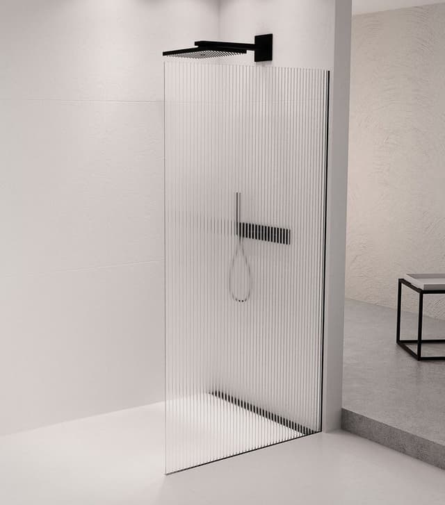 ARCHITEX zestaw do mocowania szkła podłoga-ściana z listwą spadkową, 1615x2105mm, czarny mat
