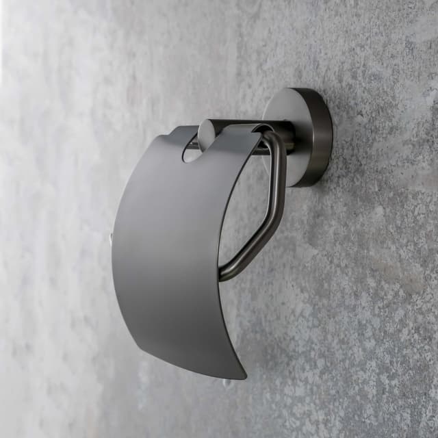 X-ROUND GUN METAL wieszak na papier toaletowy, z klapką, gun metal